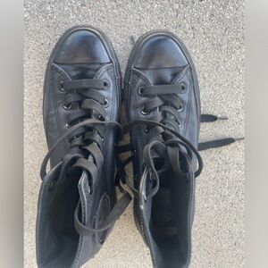 CONVERSE UNISEX HIGH TOPS BLACK SNEAKERS SIZE M 4.5 W 6.5 LEATHER LACE UP